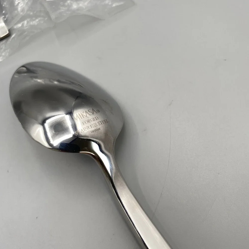 Mikasa PINCH Oval Soup Spoons 3pcs Glossy Forged Stainless Place Table 7.75